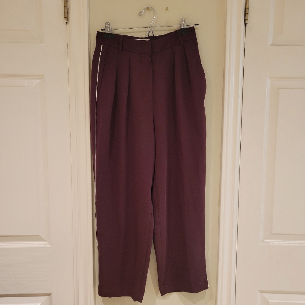 Babaton Modesto Plum Side Stripe High-Waisted Trousers